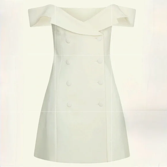 Brand New Meshki Strapless Mini Dress. Ivory. Off Shoulder Suiting Style.XS size - Picture 16 of 16